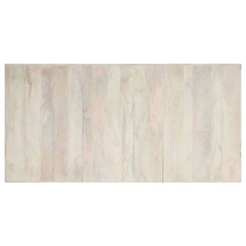 Трапезна маса, бяла, 200x100x75 cм, мангово дърво масив