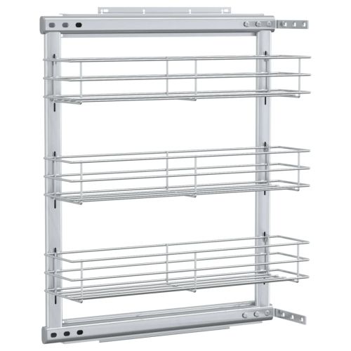 Издърпваща се кошница за кухня 3 нива сребриста 47x15,5x55,5 см