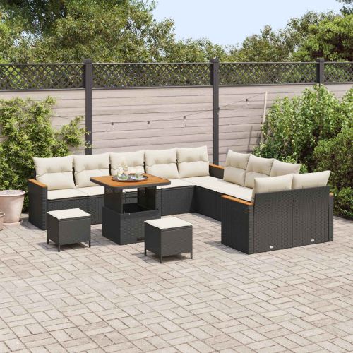 Градински Софа Комплект 13 pcs Черно полиратан