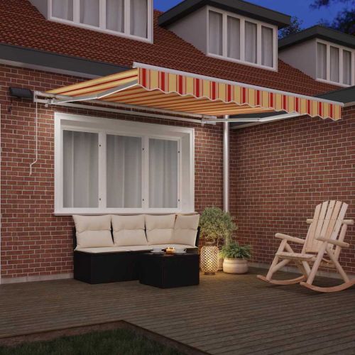 Прибираща се тента Жълт и оранжев 300 x 250 cm Тъкан и алуминий