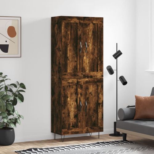 Висок шкаф, опушен дъб, 69,5x34x180 см, инженерно дърво
