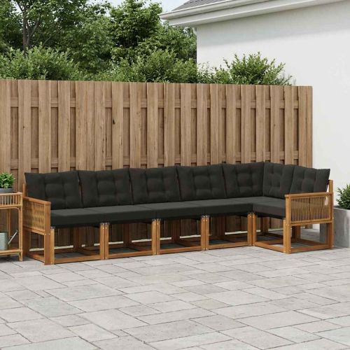 Комплект дивани за открито 6 бр. Естествено и черно