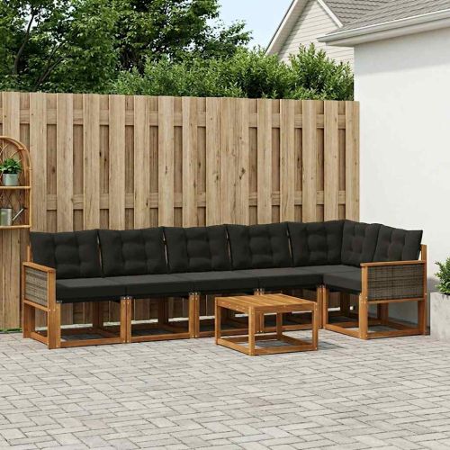 Комплект дивани за открито 7 pcs Естествено и черно