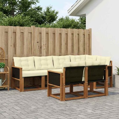 Комплект дивани за открито 7 pcs Натурален и Крема
