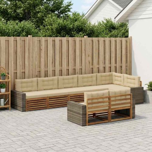 Комплект дивани за открито 8 pcs Натурален и Бежов