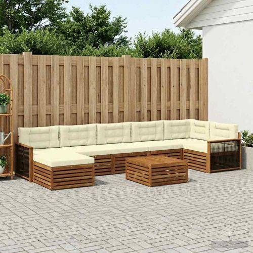 Комплект дивани за открито 8 pcs Натурален и Крема