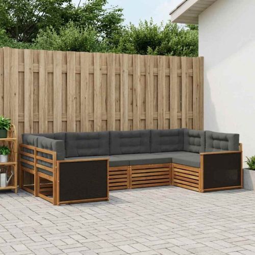 Комплект дивани за открито 6 pcs Натурален и Антрацит