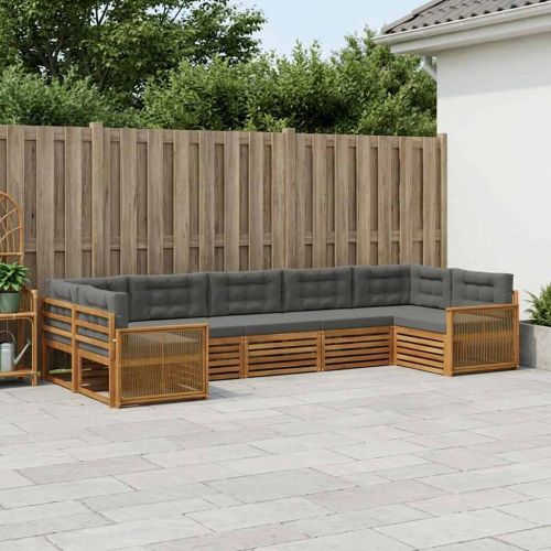 Комплект дивани за открито 7 бр. Натурален и Антрацит