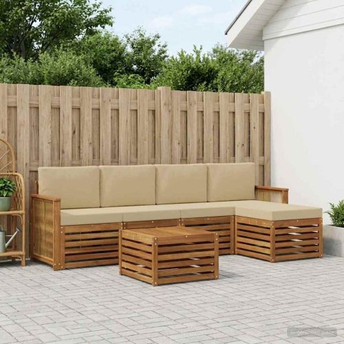 Комплект дивани за открито 6 pcs Натурален и Бежов