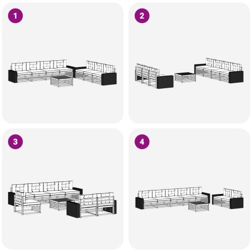Комплект дивани за открито 8 pcs Натурален и Антрацит