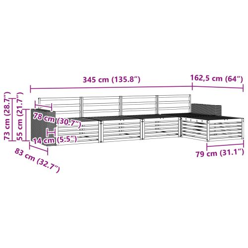 Комплект дивани за открито 5 pcs Натурално