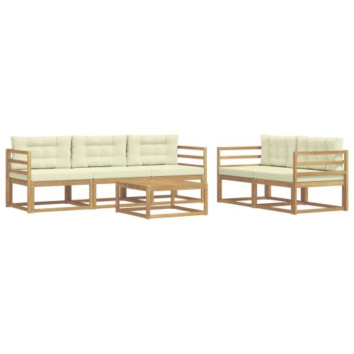 Комплект дивани за открито с възглавница 6 pcs Бяло и кремаво