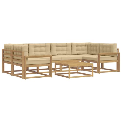 Комплект дивани за открито с възглавница 5 pcs Бяло и Бежово
