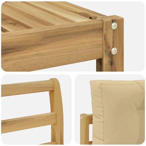Комплект дивани за открито с възглавница 6 pcs Бяло и Бежово