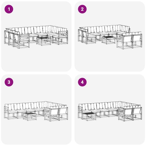 Комплект дивани за открито 10 бр. Бяло и черно