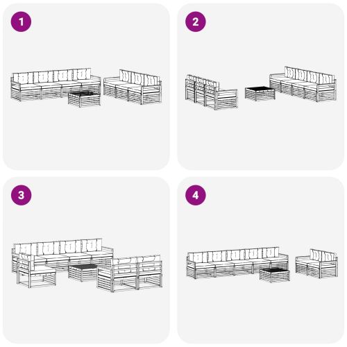 Комплект дивани за открито 8 pcs Бяло и кремаво 79 x 79 x 37 см