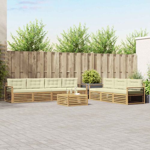 Комплект дивани за открито 8 pcs Бяло и кремаво 79 x 79 x 37 см