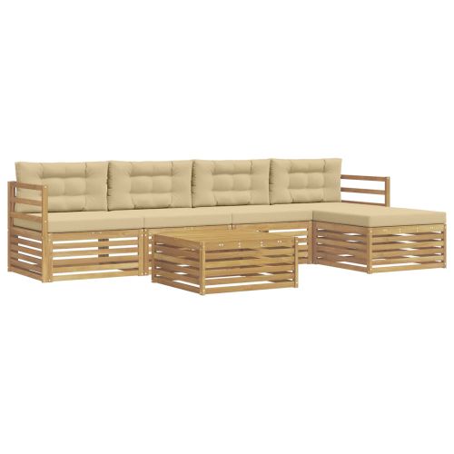 Комплект дивани за открито 6 pcs Бяло и Бежово 79 x 79 x 37 см