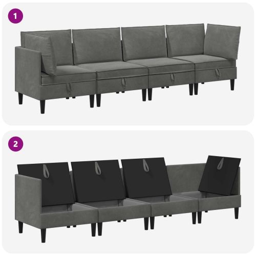 Комплект мебели за всекидневна 4 pcs Тъмносиво Кадифе