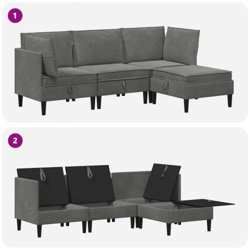 Комплект мебели за всекидневна 4 pcs Тъмносиво Кадифе