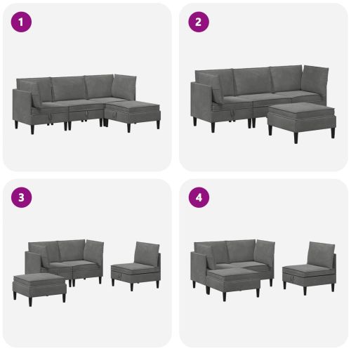 Комплект мебели за всекидневна 4 pcs Тъмносиво Кадифе