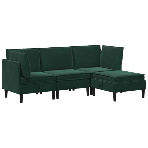 Комплект мебели за всекидневна 4 pcs Тъмнозелено Кадифе