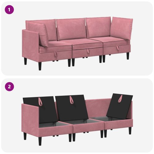 Комплект мебели за всекидневна 3 pcs Розово Кадифе