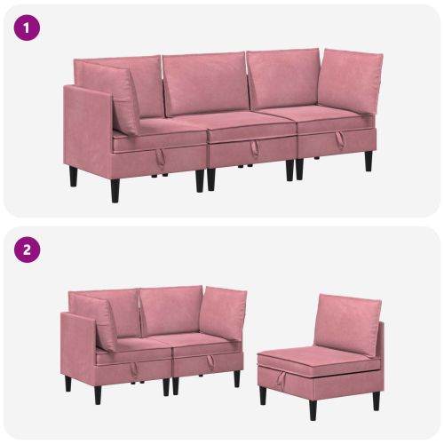 Комплект мебели за всекидневна 3 pcs Розово Кадифе