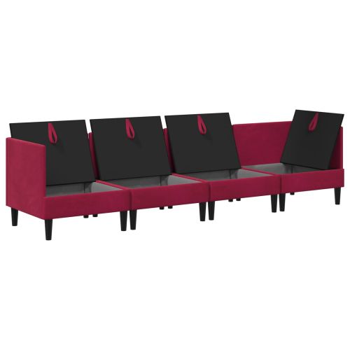Комплект мебели за всекидневна 4 pcs Виненочервен Кадифе