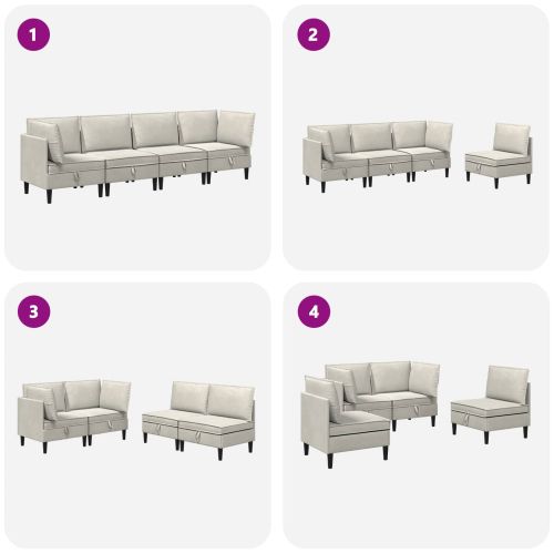 Комплект мебели за всекидневна 4 pcs Кремаво Кадифе