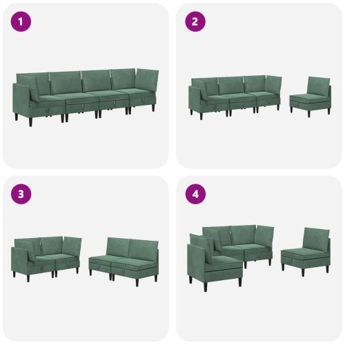 Комплект мебели за всекидневна 4 pcs Морско зелено Кадифе
