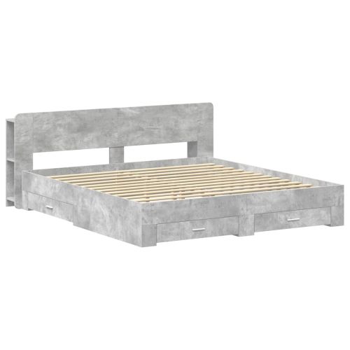 Леглово рамо с хранилище с таблото Бетонно сиво 200 x 200 cm