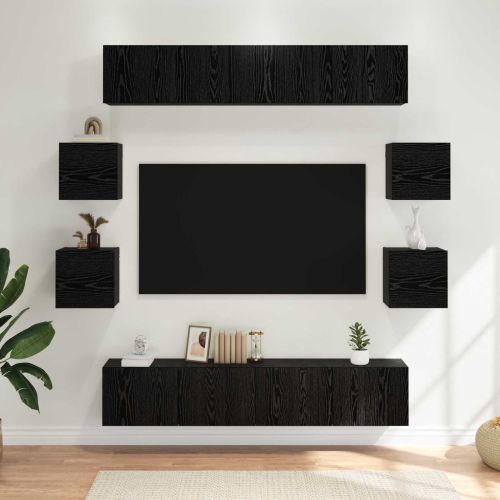Комплект ТВ шкаф 8 pcs 80 x 30 x 30 см Черен дъб