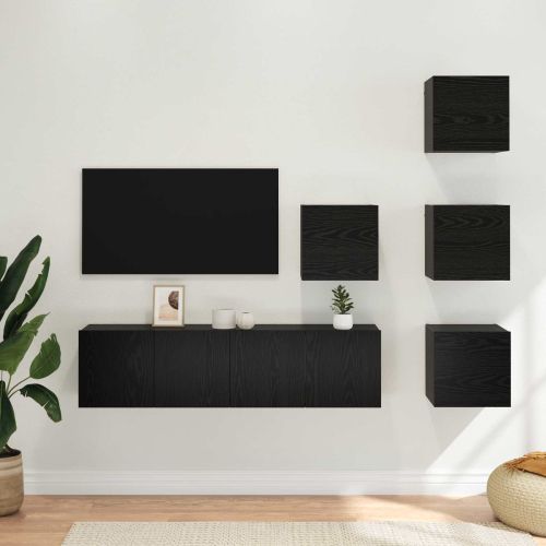 Комплект ТВ шкаф 6 pcs 60 x 30 x 30 cm Черен дъб