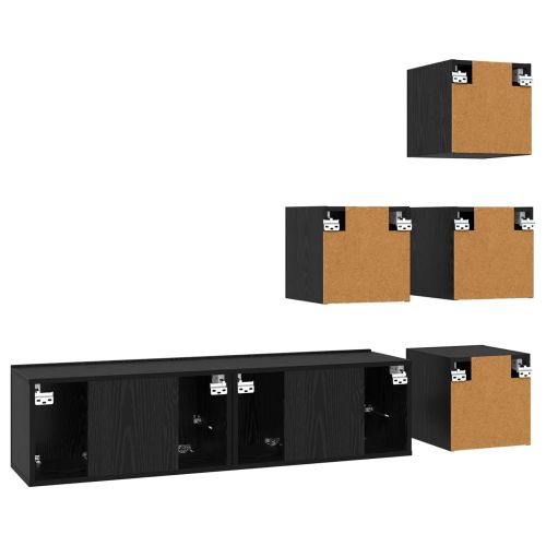 Комплект ТВ шкаф 6 pcs 60 x 30 x 30 cm Черен дъб