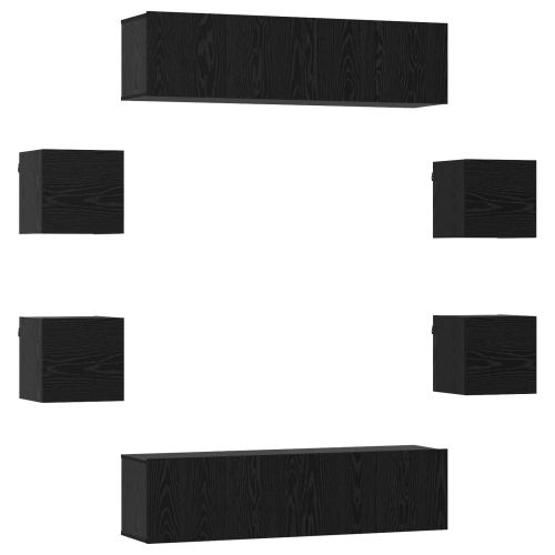 Комплект ТВ шкаф 8 pcs 120 x 30 x 30 см Черен дъб