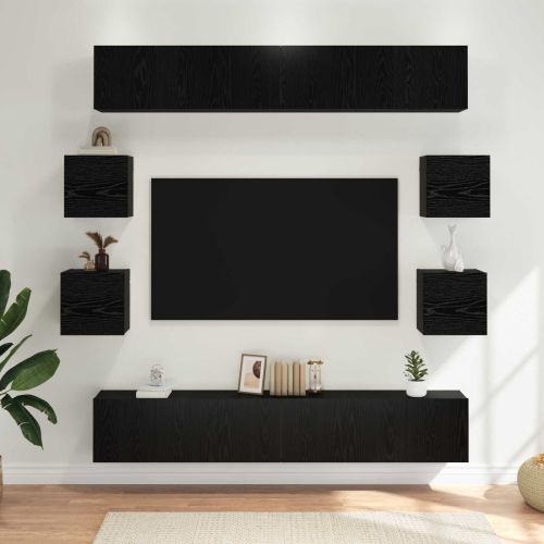 Комплект ТВ шкаф 10 pcs 180 x 30 x 30 cm Черен дъб
