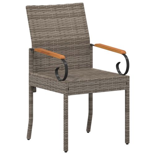 Градински столове 2 pcs Сив и тъмен сив Полиратан и акация