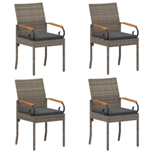 Градински столове 4 pcs Сив и тъмен сив Полиратан и акация