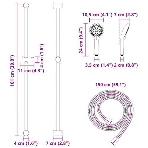 Комплект душ система Хром 100 cm Неръждаема стомана