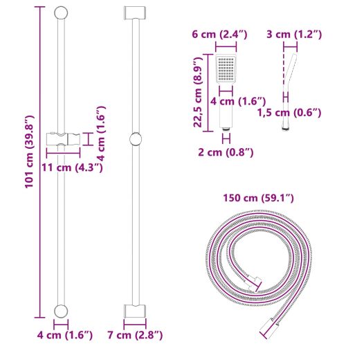 Комплект душ система Хром 100 cm Неръждаема стомана