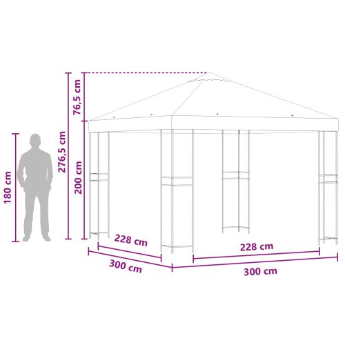 Шатра 3 x 3 m Жълто Полиестер и стомана 190 gsm
