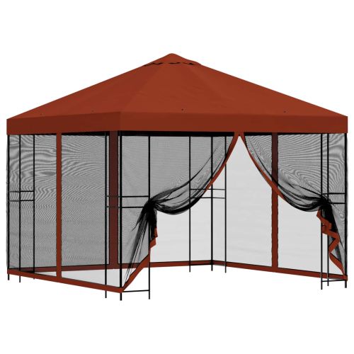 Градинска беседка със стени 3 x 3 m Теракота