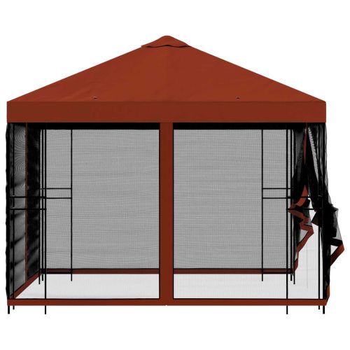 Градинска беседка със стени 3 x 3 m Теракота