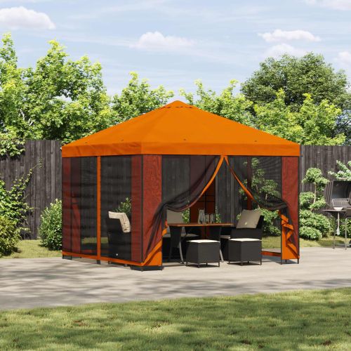 Градинска беседка със стени 3 x 3 m Оранжево