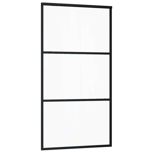Плъзгаща се врата с механизъм черна 102x205 см ESG стъкло