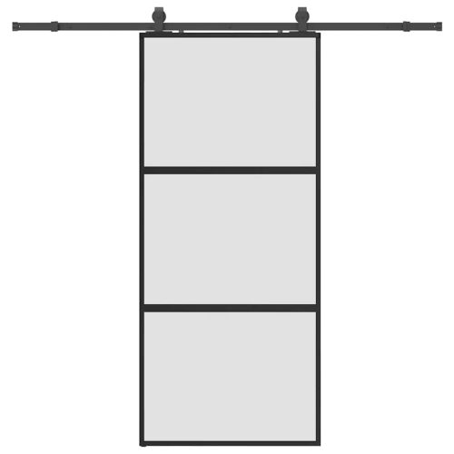 Плъзгаща се врата с комплект обков Черно 90x205 cm