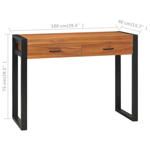 Бюро с 2 чекмеджета, 100x40x75 см, тиково дърво