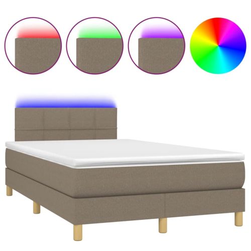 Боксспринг легло с матрак и LED, таупе, 120x190 см, плат
