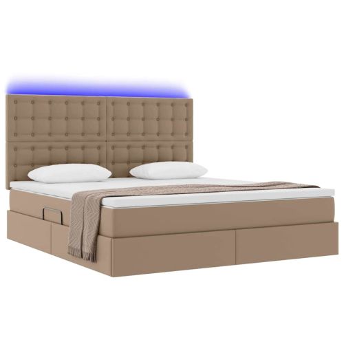 Легло с място за съхранение и LED с LED Капучино 180 x 200 cm